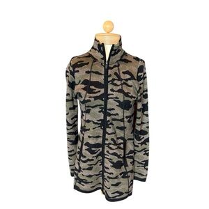 Cynthia Rowley Green and Black Camo Utility Jacket (Zipper)